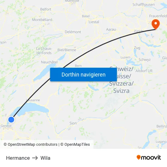 Hermance to Wila map