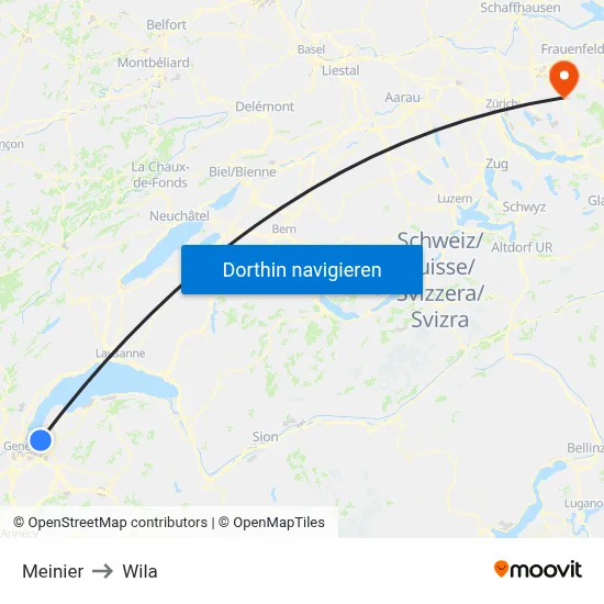 Meinier to Wila map