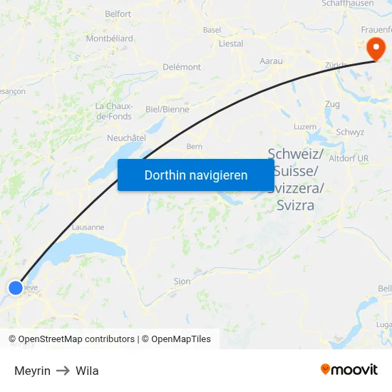 Meyrin to Wila map