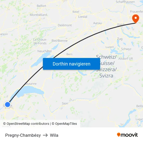 Pregny-Chambésy to Wila map