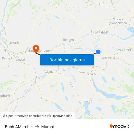Buch AM Irchel to Mumpf map