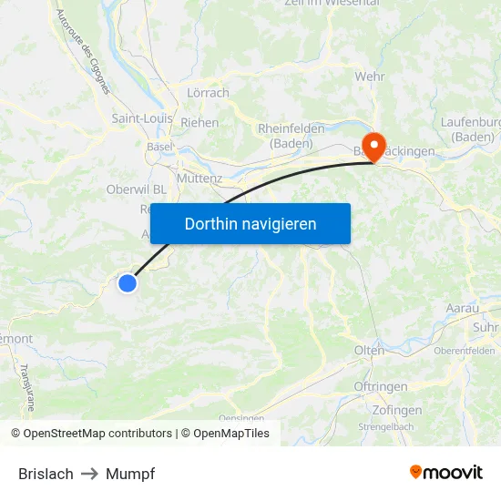 Brislach to Mumpf map