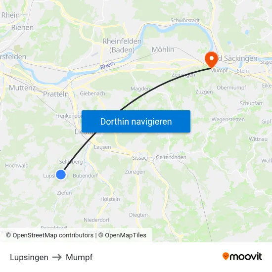 Lupsingen to Mumpf map