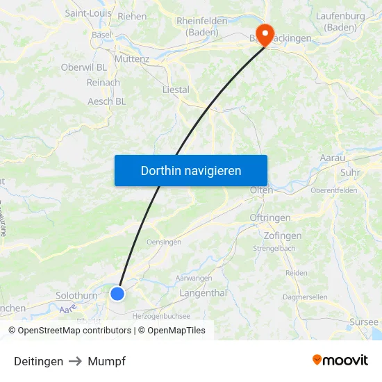 Deitingen to Mumpf map