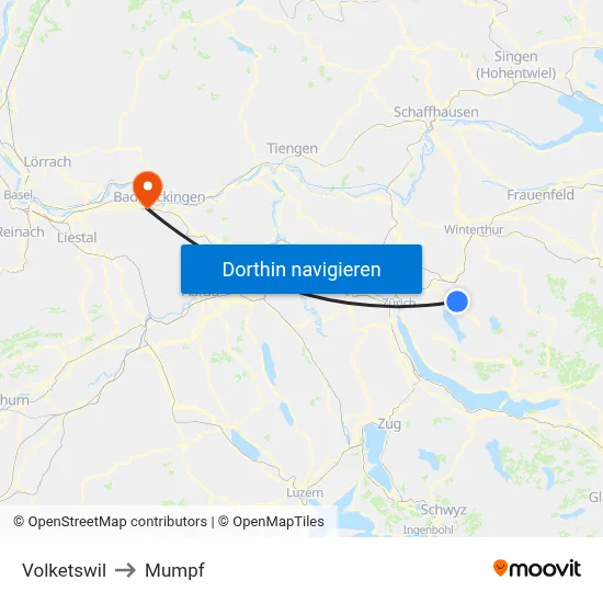 Volketswil to Mumpf map