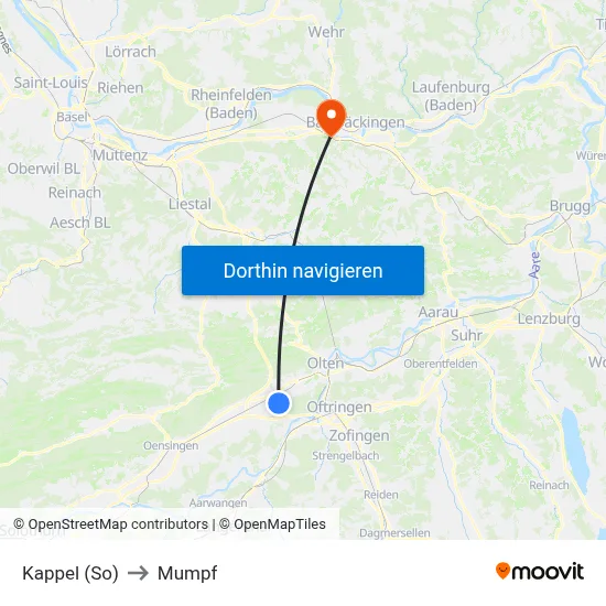 Kappel (So) to Mumpf map