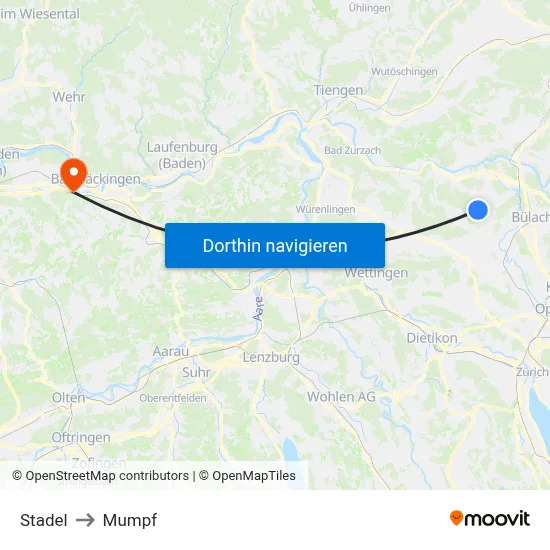 Stadel to Mumpf map