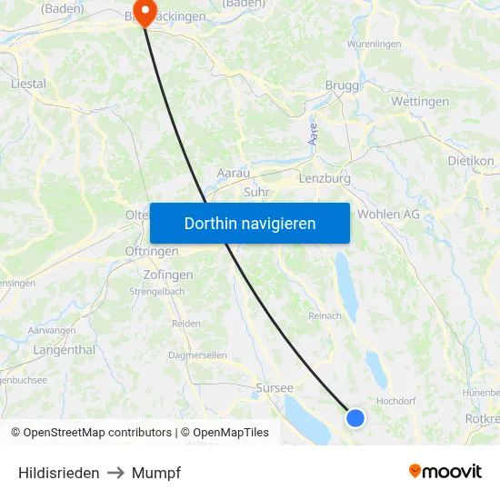 Hildisrieden to Mumpf map