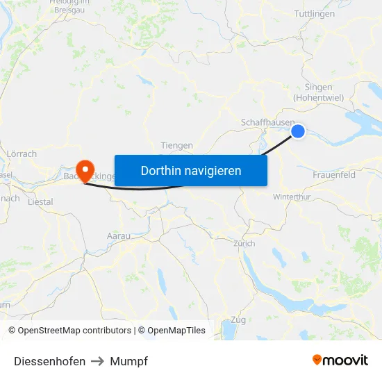 Diessenhofen to Mumpf map