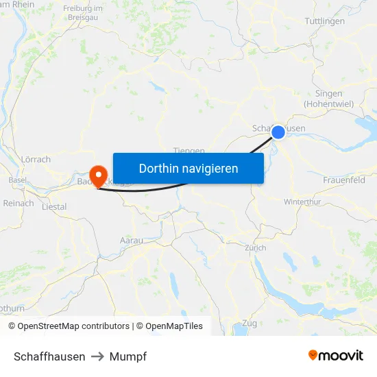 Schaffhausen to Mumpf map