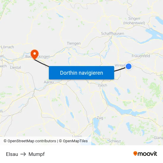 Elsau to Mumpf map