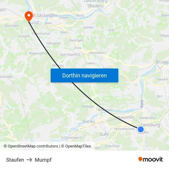 Staufen to Mumpf map