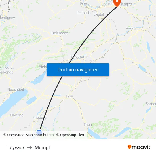 Treyvaux to Mumpf map