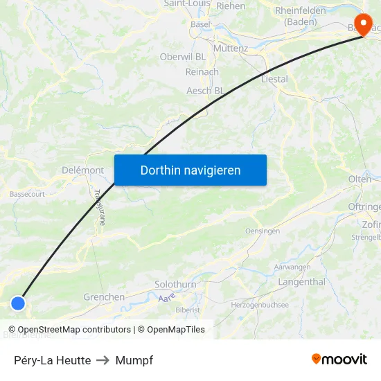 Péry-La Heutte to Mumpf map