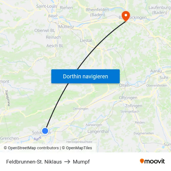 Feldbrunnen-St. Niklaus to Mumpf map