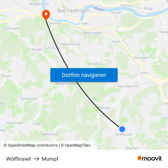 Wölflinswil to Mumpf map