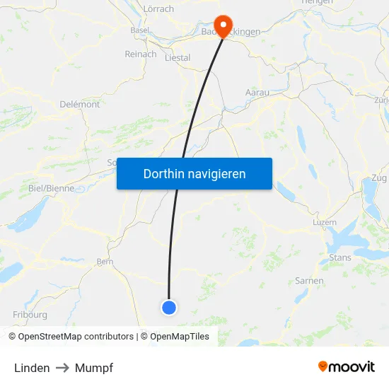 Linden to Mumpf map