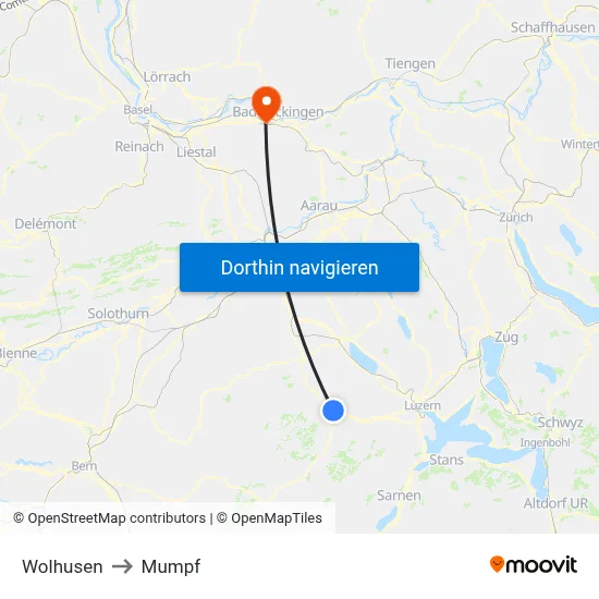 Wolhusen to Mumpf map