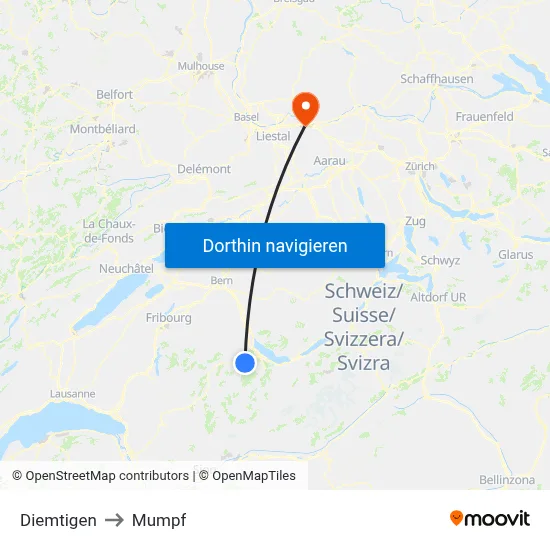 Diemtigen to Mumpf map