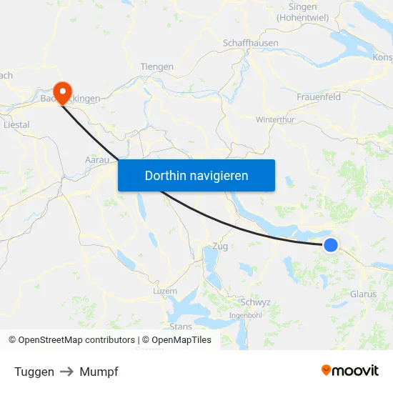 Tuggen to Mumpf map
