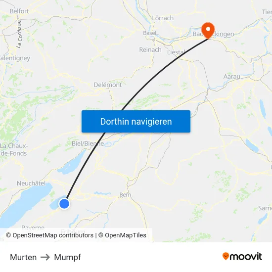 Murten to Mumpf map
