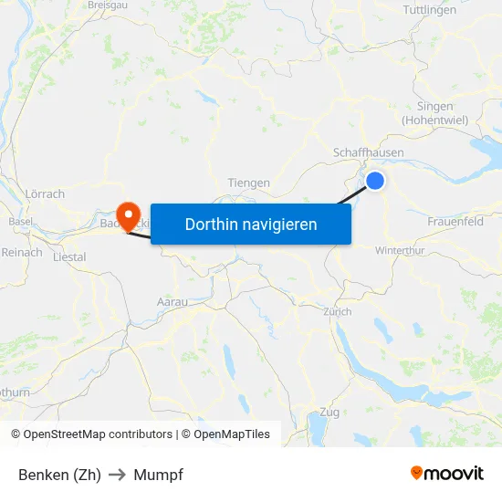 Benken (Zh) to Mumpf map