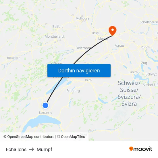 Echallens to Mumpf map
