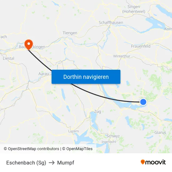 Eschenbach (Sg) to Mumpf map