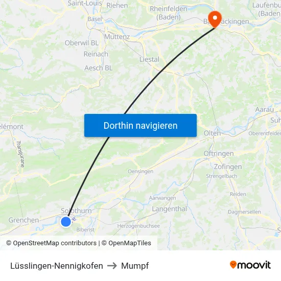 Lüsslingen-Nennigkofen to Mumpf map