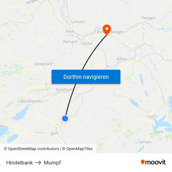 Hindelbank to Mumpf map