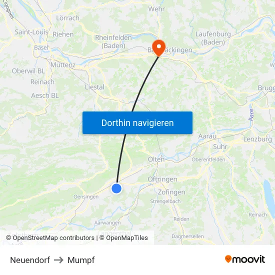 Neuendorf to Mumpf map