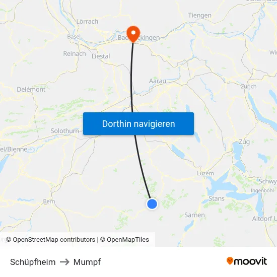 Schüpfheim to Mumpf map