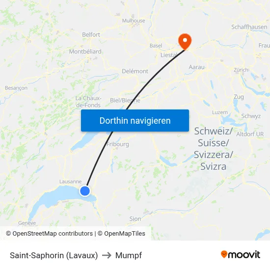 Saint-Saphorin (Lavaux) to Mumpf map
