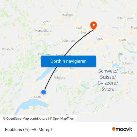 Ecublens (Fr) to Mumpf map