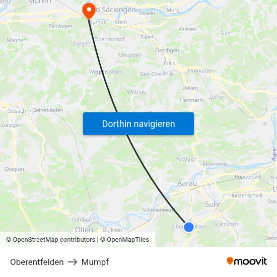 Oberentfelden to Mumpf map