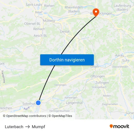 Luterbach to Mumpf map