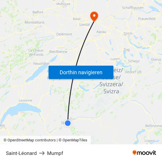 Saint-Léonard to Mumpf map