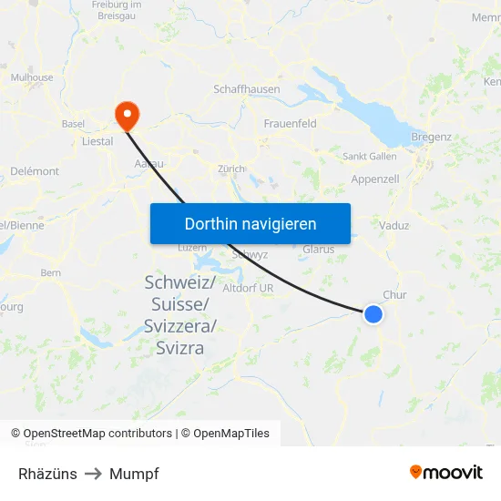 Rhäzüns to Mumpf map