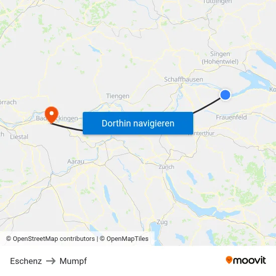 Eschenz to Mumpf map