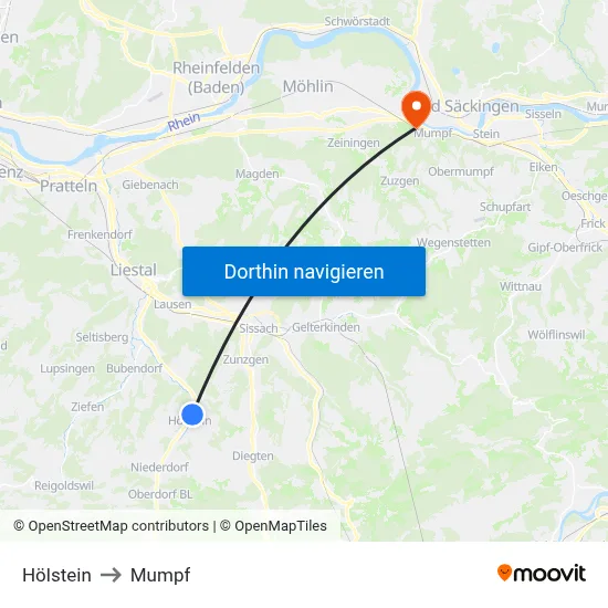 Hölstein to Mumpf map