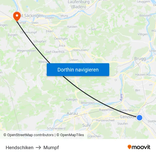 Hendschiken to Mumpf map