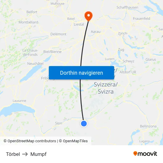 Törbel to Mumpf map