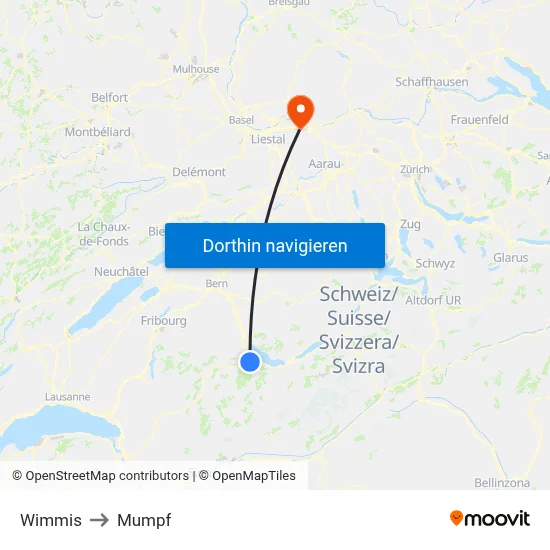 Wimmis to Mumpf map