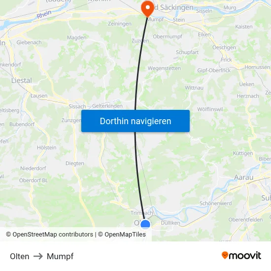 Olten to Mumpf map