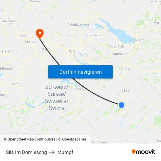 Sils Im Domleschg to Mumpf map