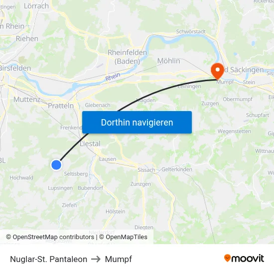 Nuglar-St. Pantaleon to Mumpf map