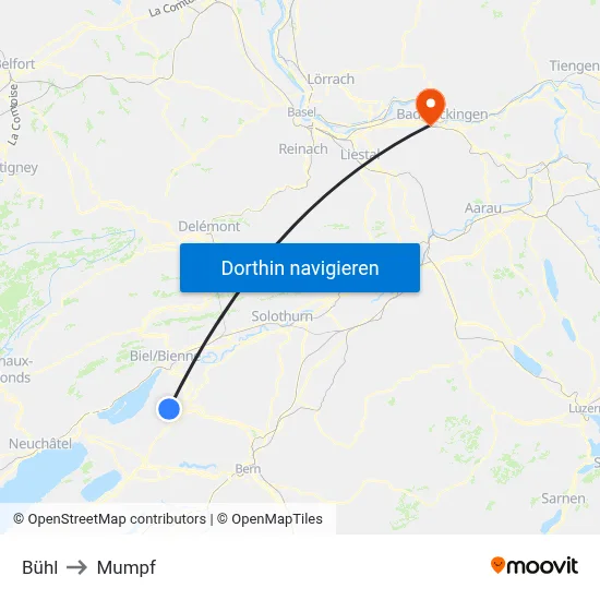 Bühl to Mumpf map