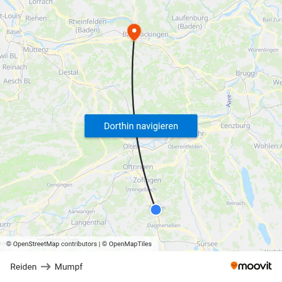 Reiden to Mumpf map