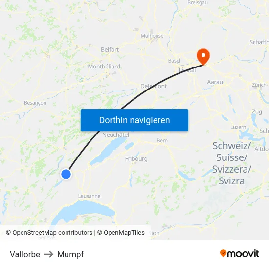 Vallorbe to Mumpf map