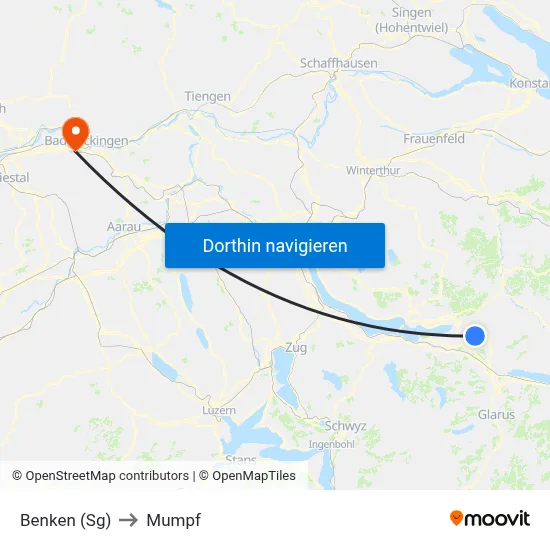Benken (Sg) to Mumpf map